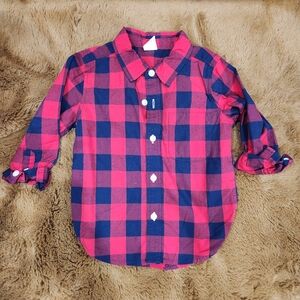🐻 BabyGAP, Boys 2T, Plaid Button Down Shirt, Red and Blue,(Jeans Avail Seperate